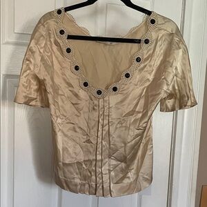 Chic Beige Blouse with Decorative Accents